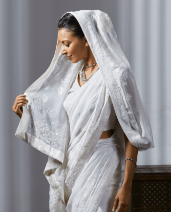 Silk cotton white saree
