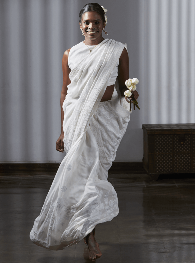 Chikanwork Chalk Georgette