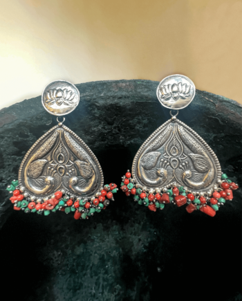 Multicolor Bead Stud Hanging Earrings