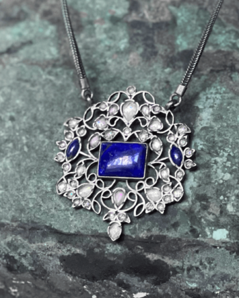 Luxury Silver Chain with Blue Stone Pendant