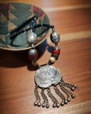 Kadambari Vintage Afghan Silver Chain places on a table